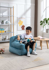 King Kid's Blue Velvet Bean Bag Chair - Ornate Home