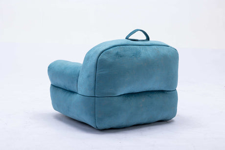 King Kid's Blue Velvet Bean Bag Chair - Ornate Home