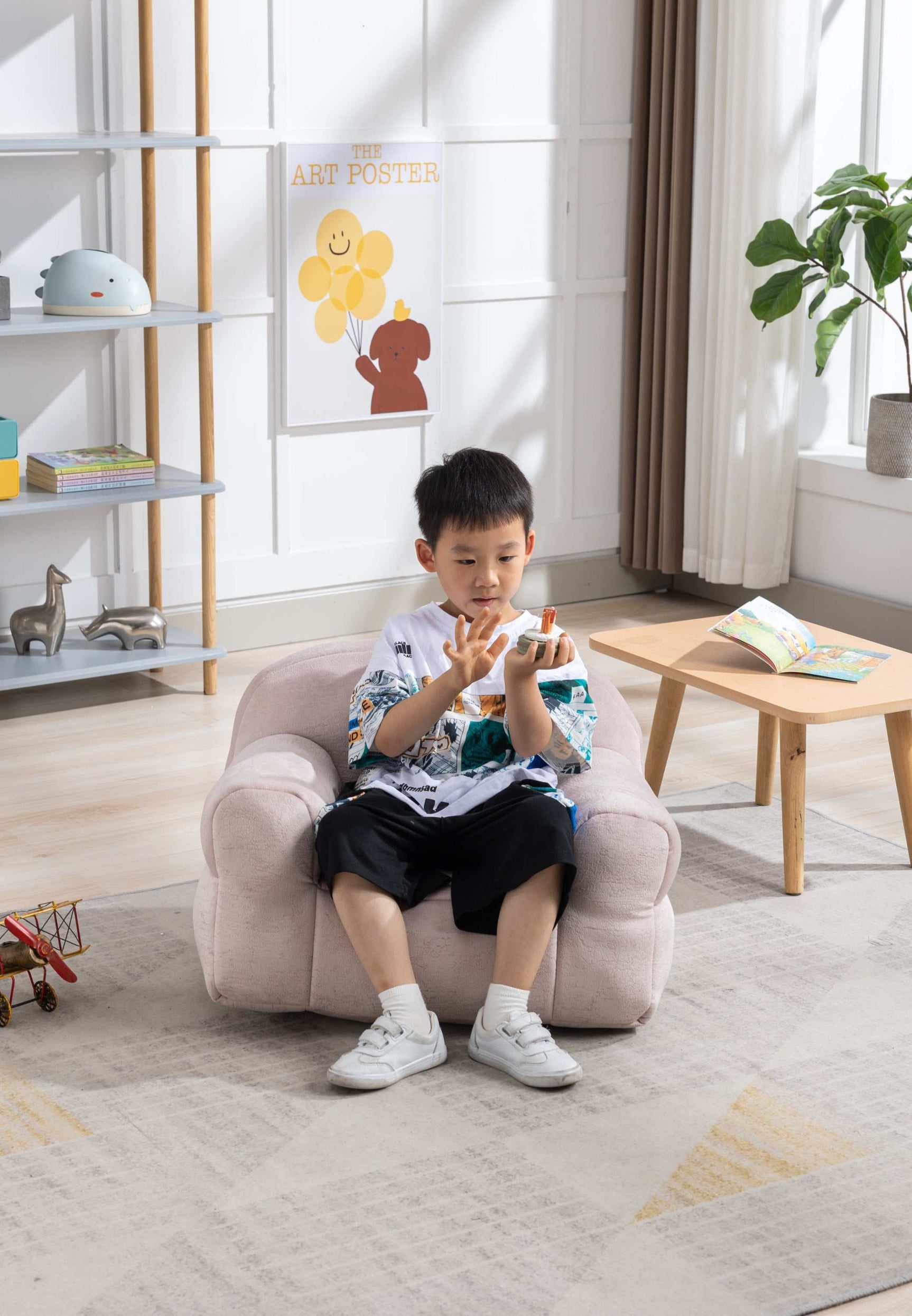 King Kid's Pink Velvet Bean Chair - Ornate Home