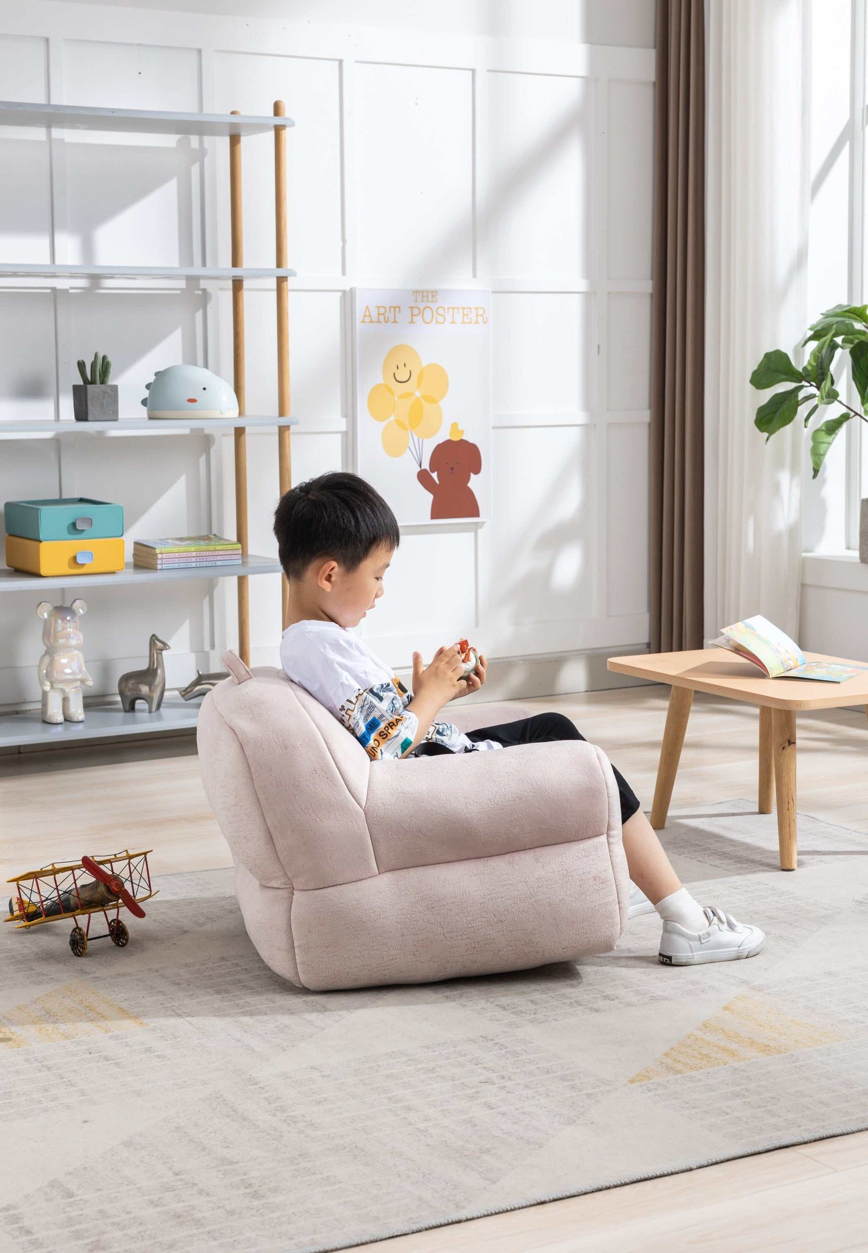 King Kid's Pink Velvet Bean Chair - Ornate Home