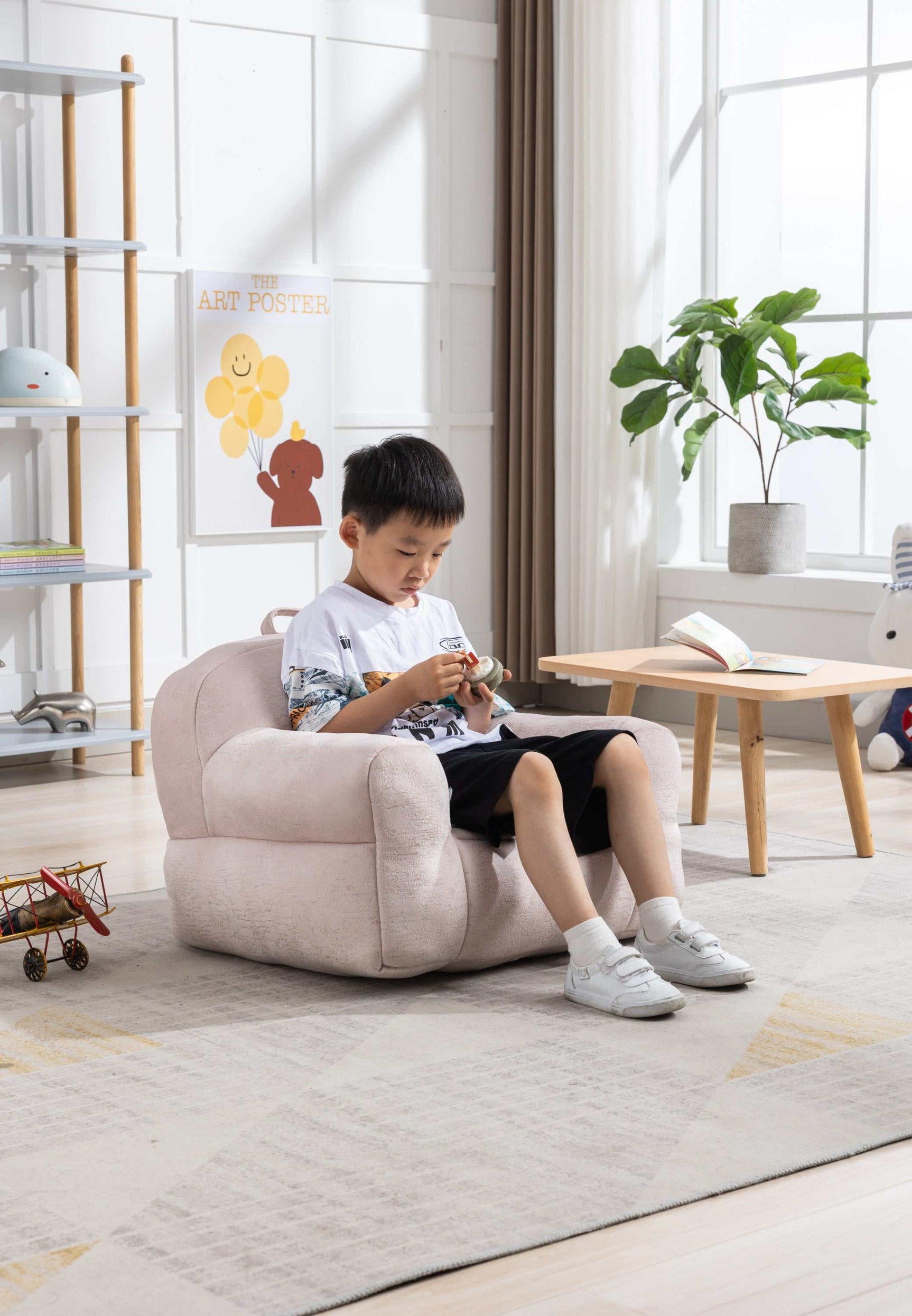 King Kid's Pink Velvet Bean Chair - Ornate Home