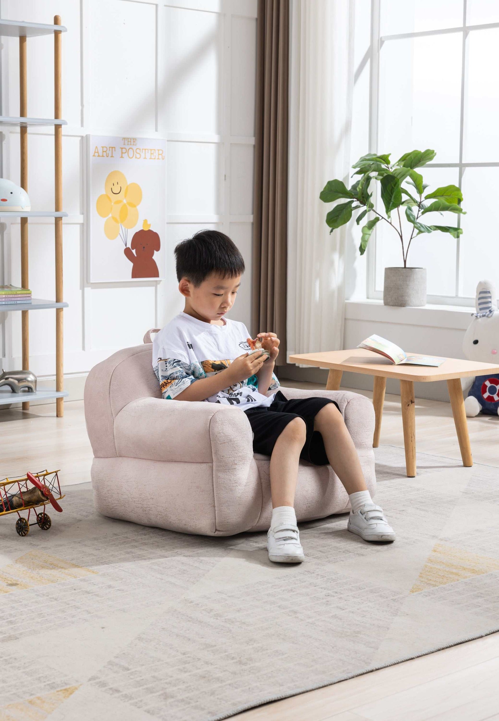 King Kid's Pink Velvet Bean Chair - Ornate Home