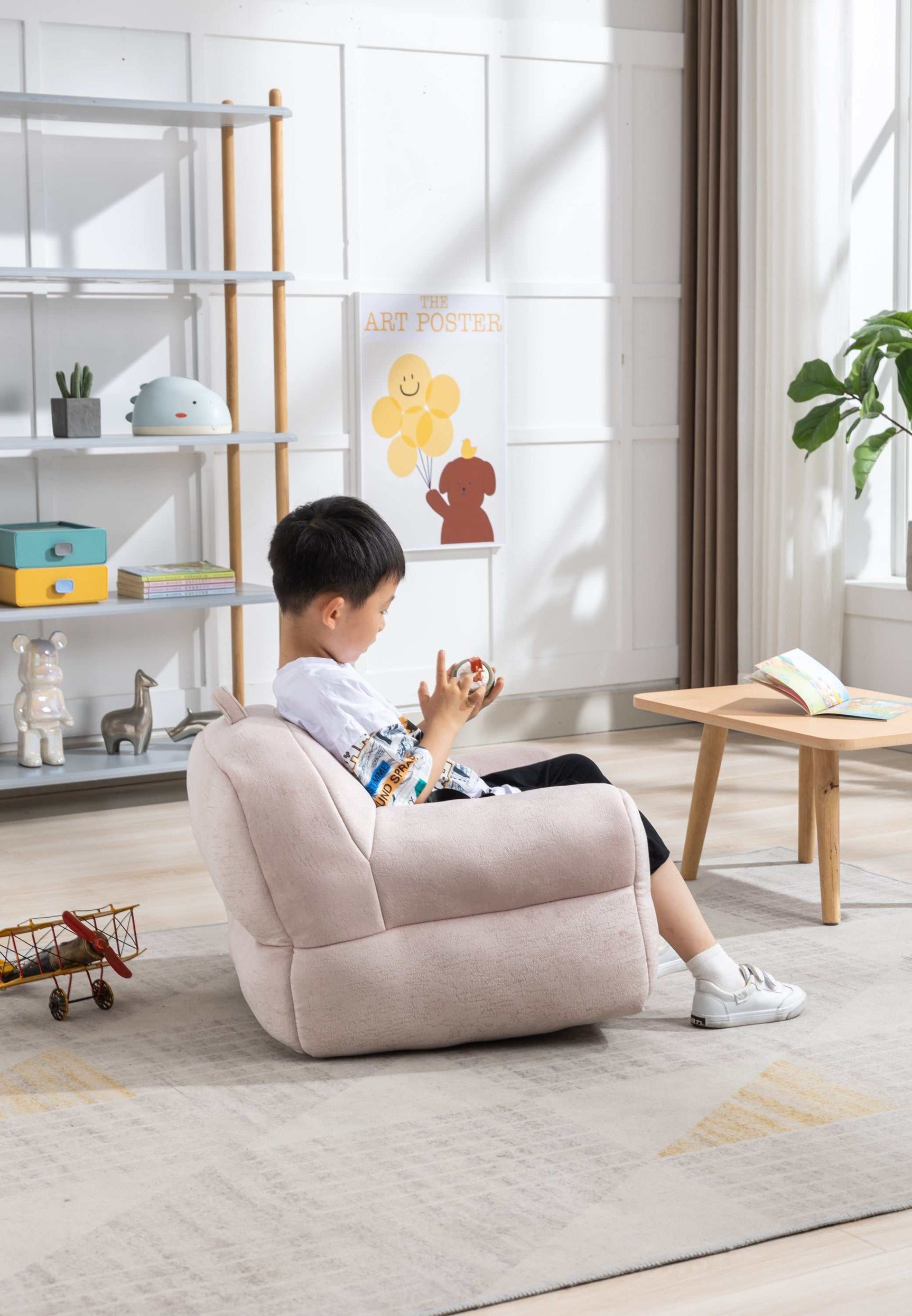 King Kid's Pink Velvet Bean Chair - Ornate Home