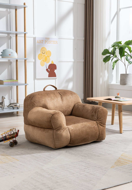 King Kids' Brown Velvet Bean Bag Chair - Ornate Home