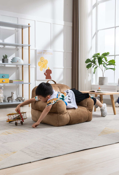 King Kids' Brown Velvet Bean Bag Chair - Ornate Home