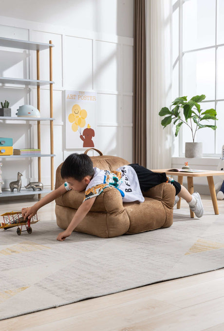 King Kids' Brown Velvet Bean Bag Chair - Ornate Home