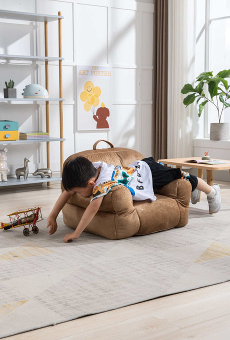 King Kids' Brown Velvet Bean Bag Chair - Ornate Home