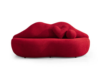 Kiss Boucle Loveseat w/ Round Ottoman & Stool - Ornate Home