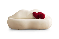 Kiss Boucle Loveseat w/ Round Ottoman & Stool - Ornate Home