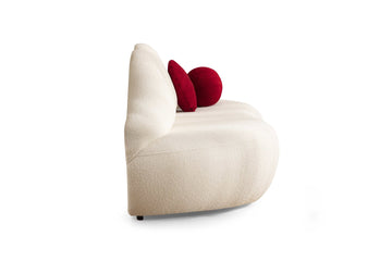 Kiss Boucle Loveseat w/ Round Ottoman & Stool - Ornate Home