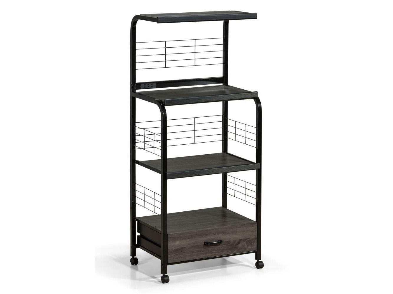 Kitchen Shelf Black on Casters - Ornate Home