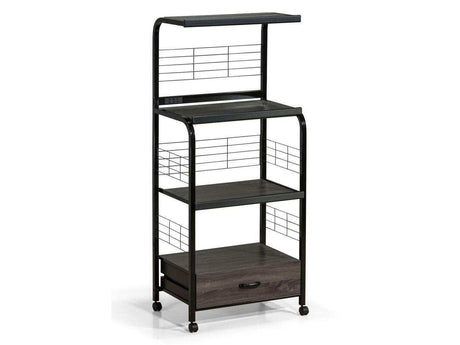 Kitchen Shelf Black on Casters - Ornate Home