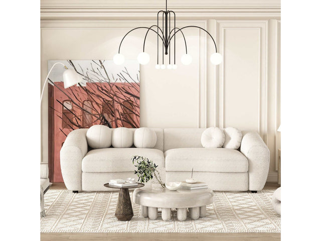 Klamath Modern Curved Sofa w/5 Decorative Throw Pillows Beige - Ornate Home