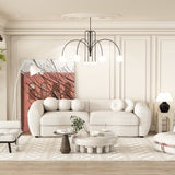 Klamath Modern Curved Sofa w/5 Decorative Throw Pillows Beige - Ornate Home