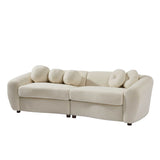 Klamath Modern Curved Sofa w/5 Decorative Throw Pillows Beige - Ornate Home