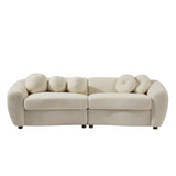 Klamath Modern Curved Sofa w/5 Decorative Throw Pillows Beige - Ornate Home