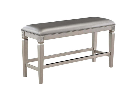 Klina Silver Champagne Counter Height Dining Bench - Ornate Home