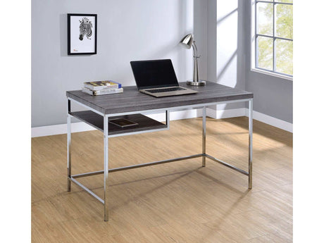 Kravitz Weathered Grey & Chrome Writing Desk - Ornate Home