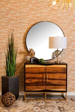 Kris Black Walnut & Gold 2 Door Accent Cabinet - Ornate Home