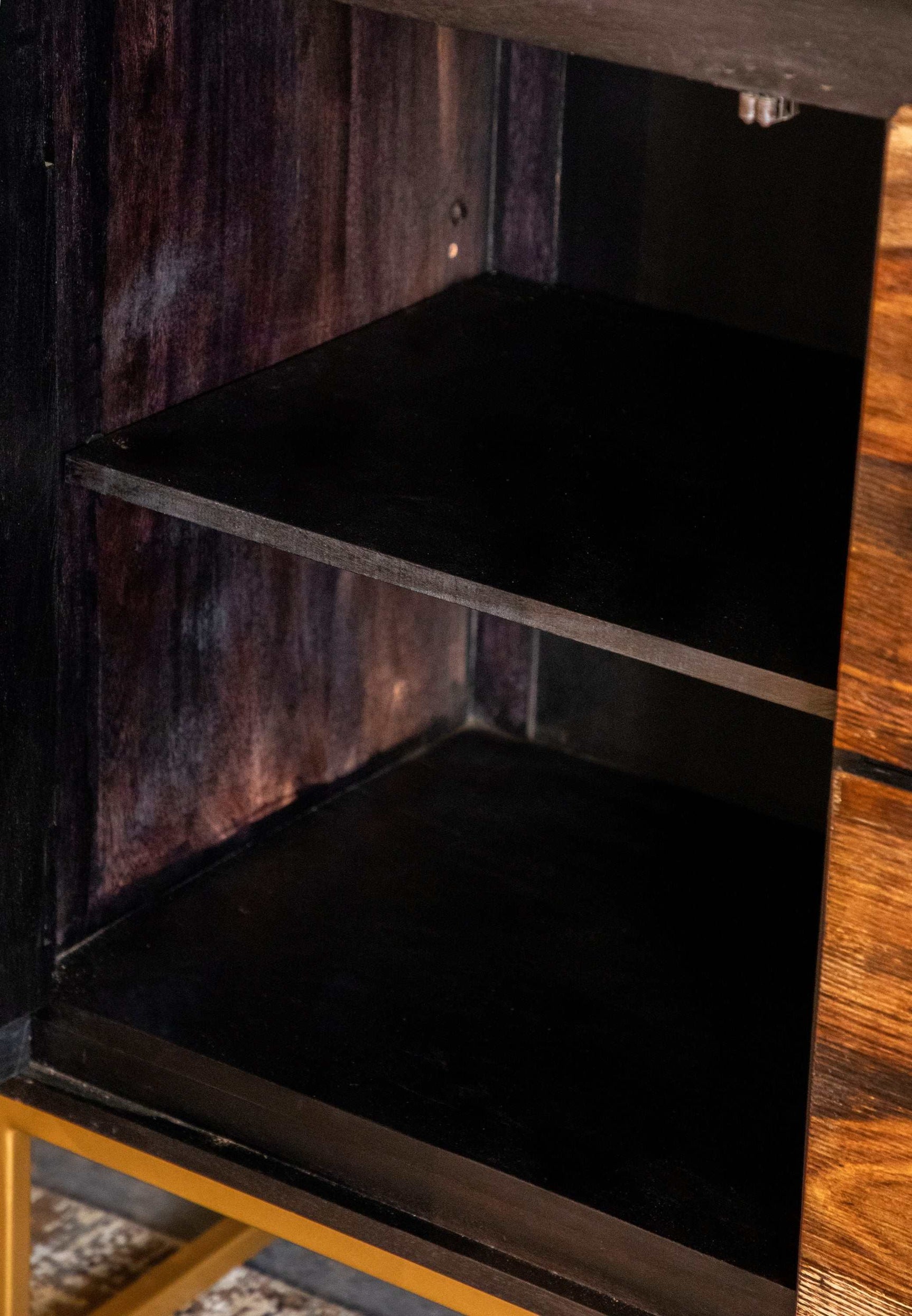 Kris Black Walnut & Gold Accent Cabinet - Ornate Home