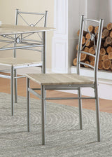 Krishan Brushed Silver 5pc Dining Set - Ornate Home