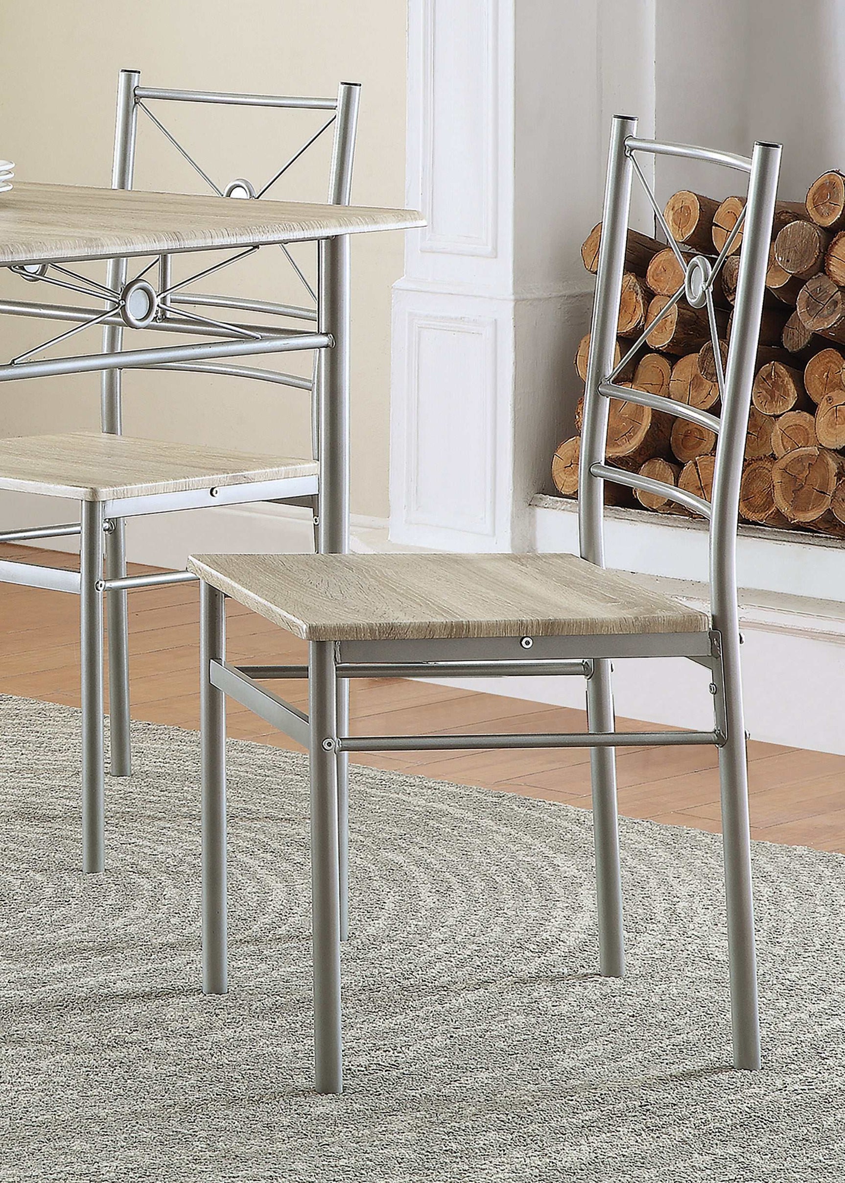 Krishan Brushed Silver 5pc Dining Set - Ornate Home