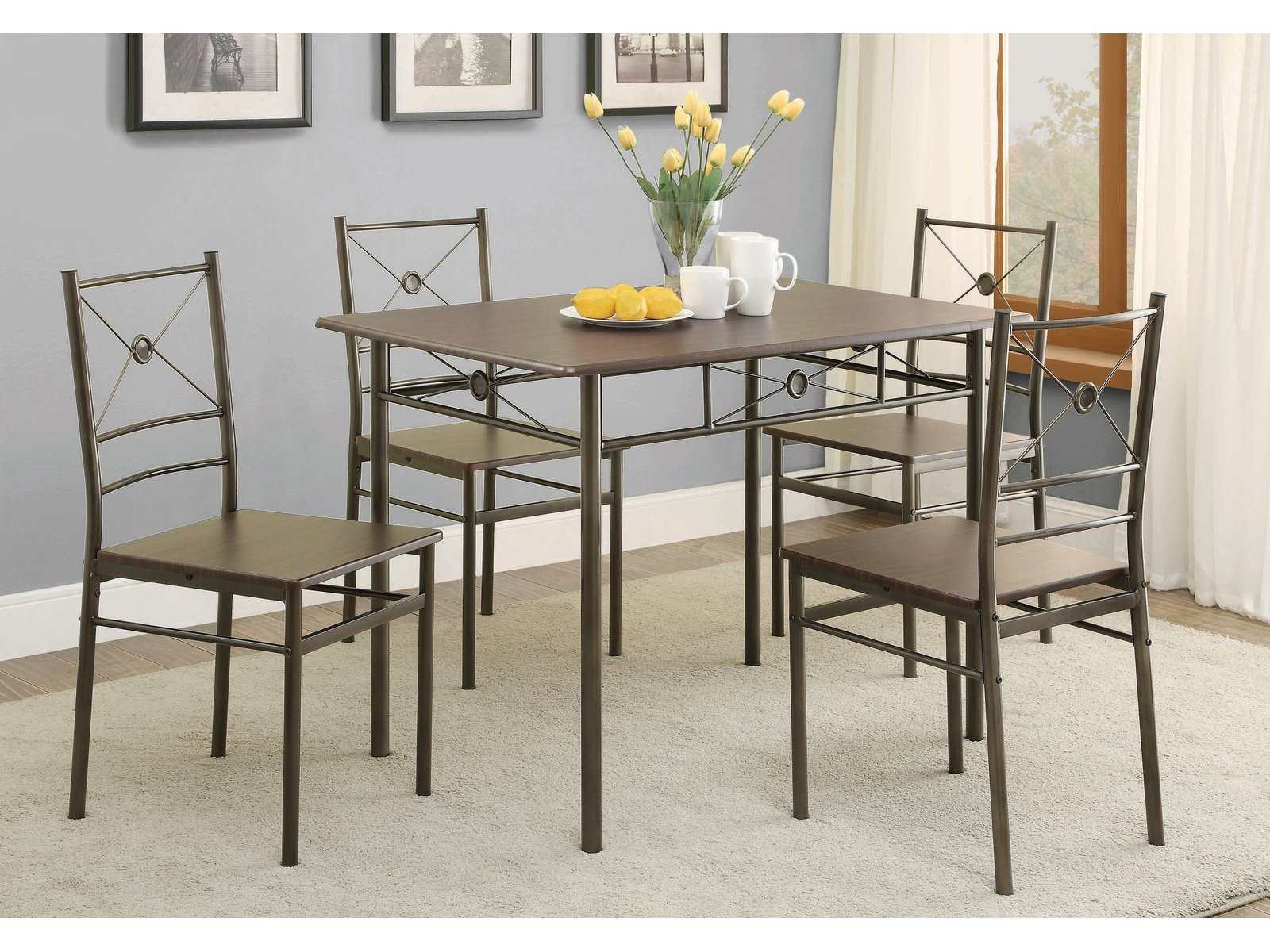 Krishan Dark Bronze 5pc Dining Set - Ornate Home