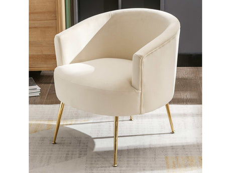 Kruse Velvet Accent Tub Barrel Chair Beige - Ornate Home