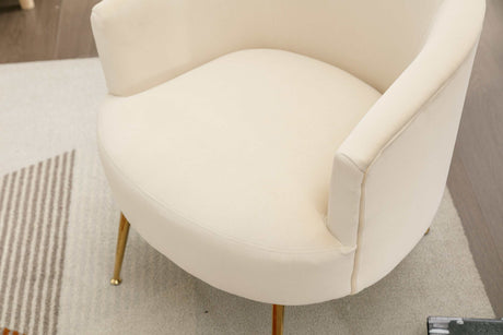 Kruse Velvet Accent Tub Barrel Chair Beige - Ornate Home