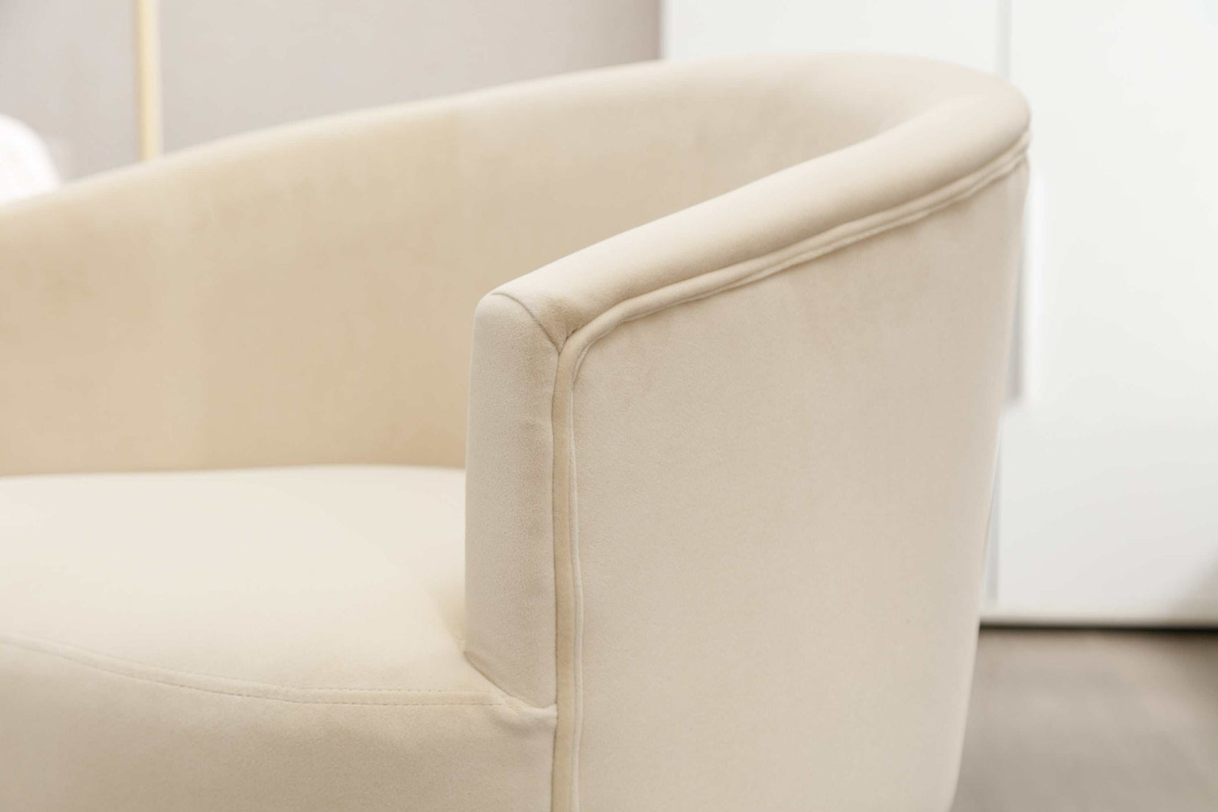 Kruse Velvet Accent Tub Barrel Chair Beige - Ornate Home