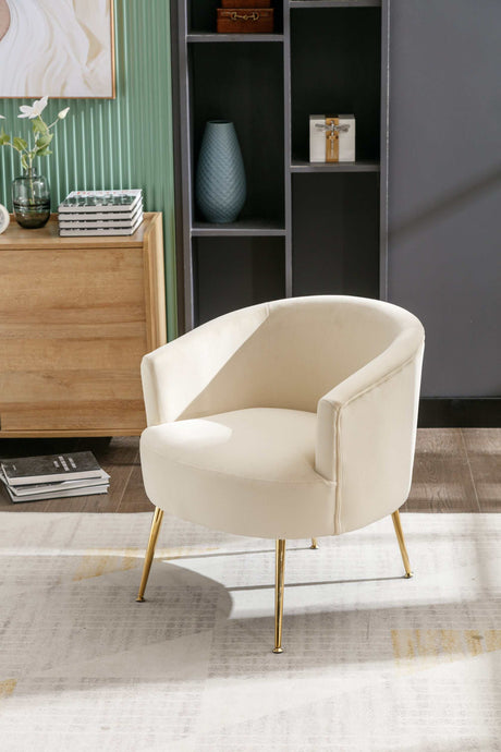 Kruse Velvet Accent Tub Barrel Chair Beige - Ornate Home