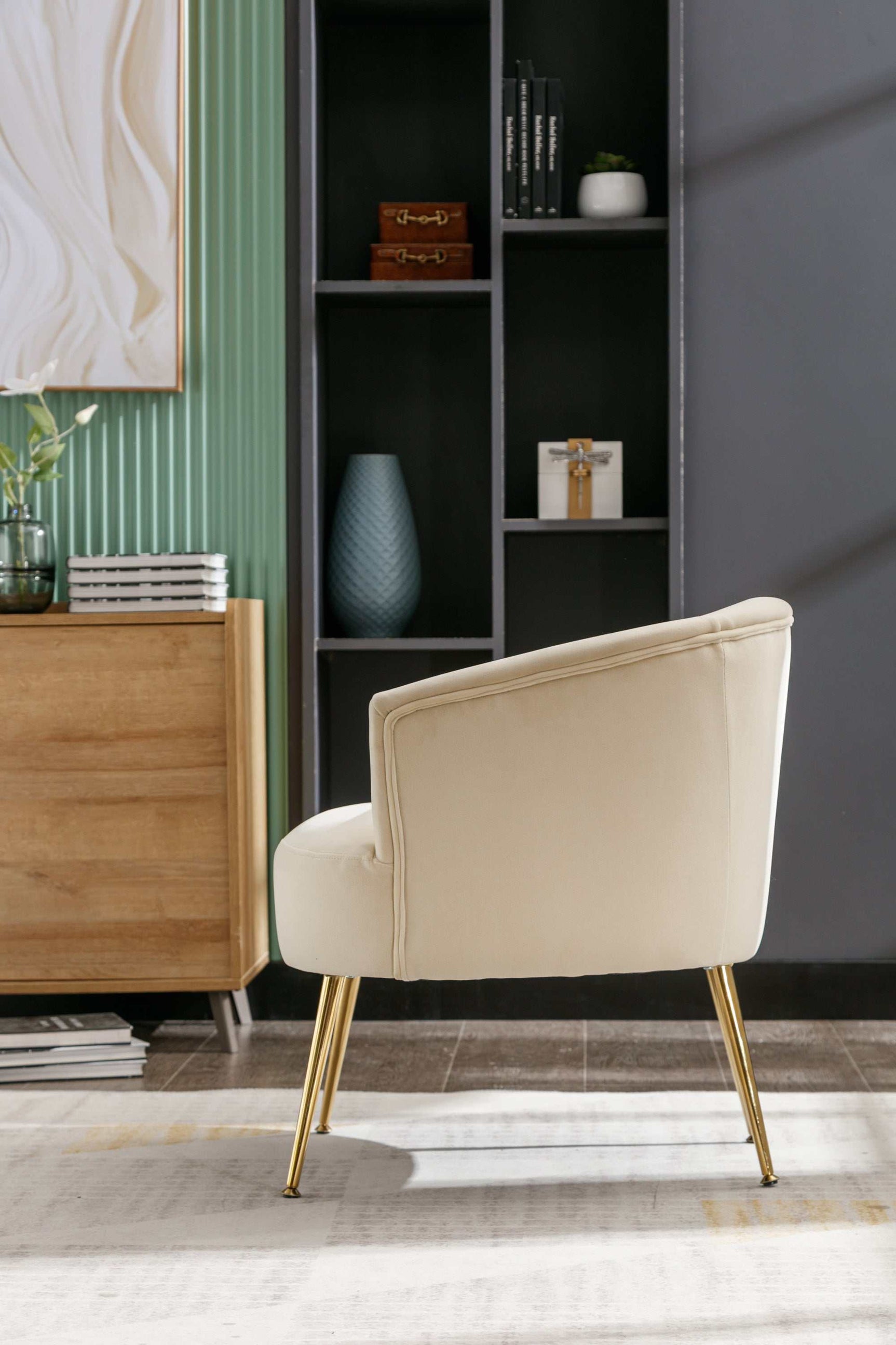 Kruse Velvet Accent Tub Barrel Chair Beige - Ornate Home