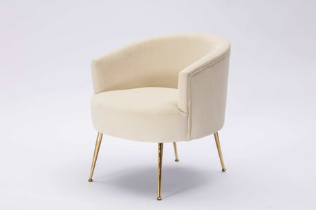 Kruse Velvet Accent Tub Barrel Chair Beige - Ornate Home