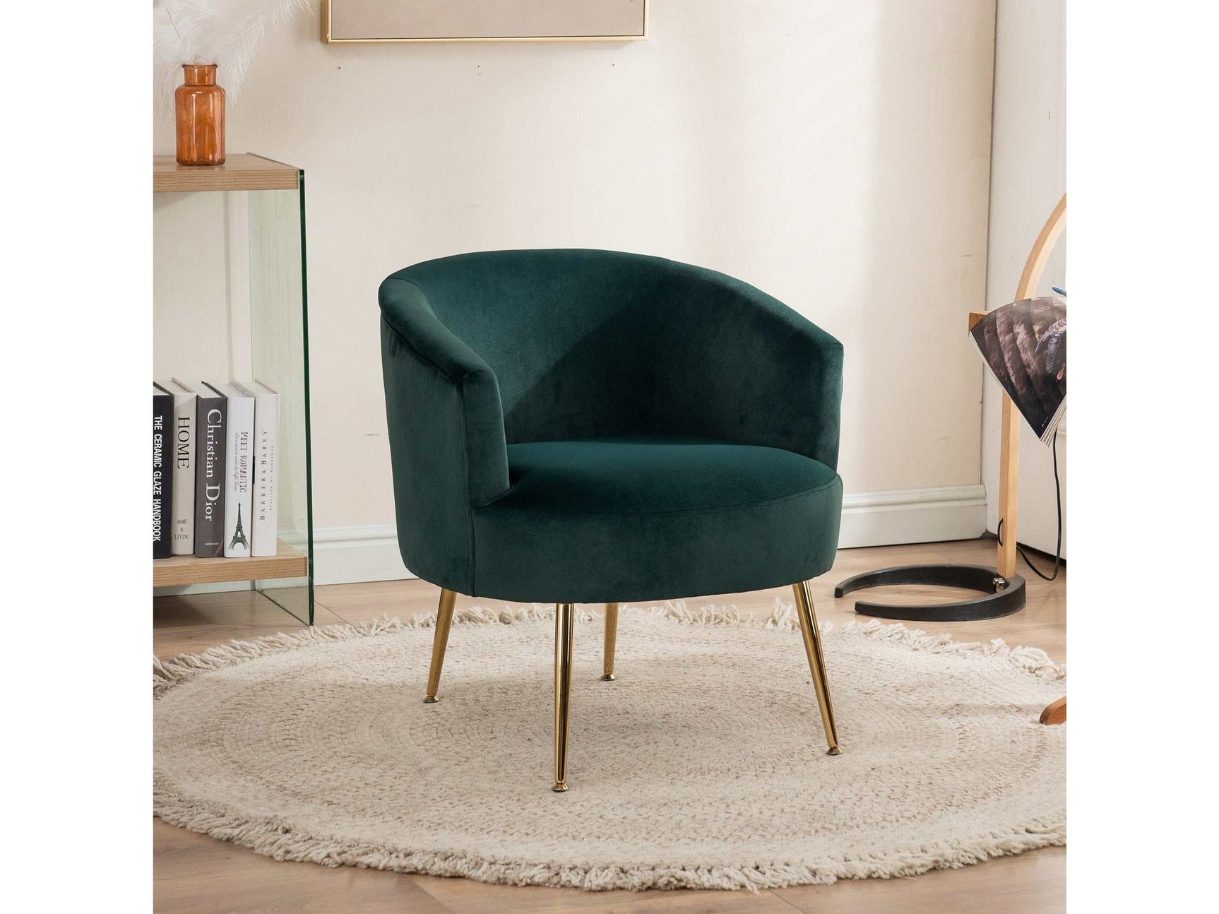 Kruse Velvet Accent Tub Barrel Chair Dark Green - Ornate Home