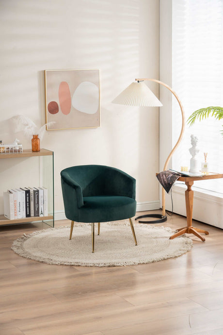 Kruse Velvet Accent Tub Barrel Chair Dark Green - Ornate Home