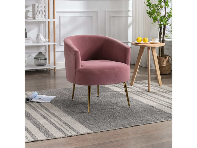 Kruse Velvet Accent Tub Barrel Chair Dark Pink - Ornate Home