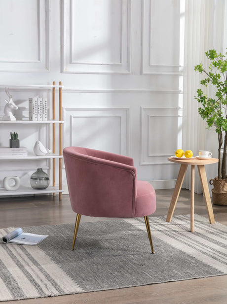 Kruse Velvet Accent Tub Barrel Chair Dark Pink - Ornate Home