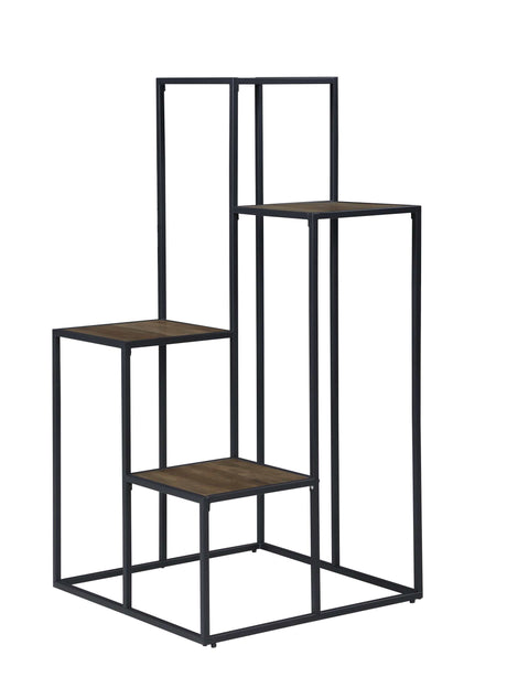 Kyal Rustic Brown & Black 4-Tier Display Shelf - Ornate Home