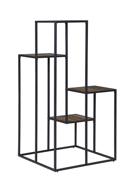 Kyal Rustic Brown & Black 4-Tier Display Shelf - Ornate Home