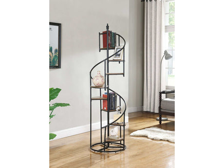 Kyal Rustic Brown & Black Staircase Bookcase - Ornate Home