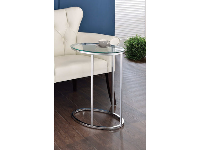Kyle Chrome & Clear Oval Snack Table - Ornate Home