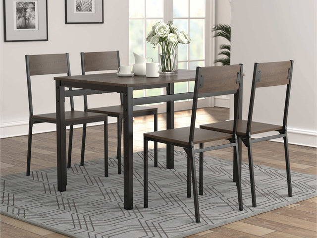 Kynan Dark Brown & Matte Black 5pc Dining Set - Ornate Home