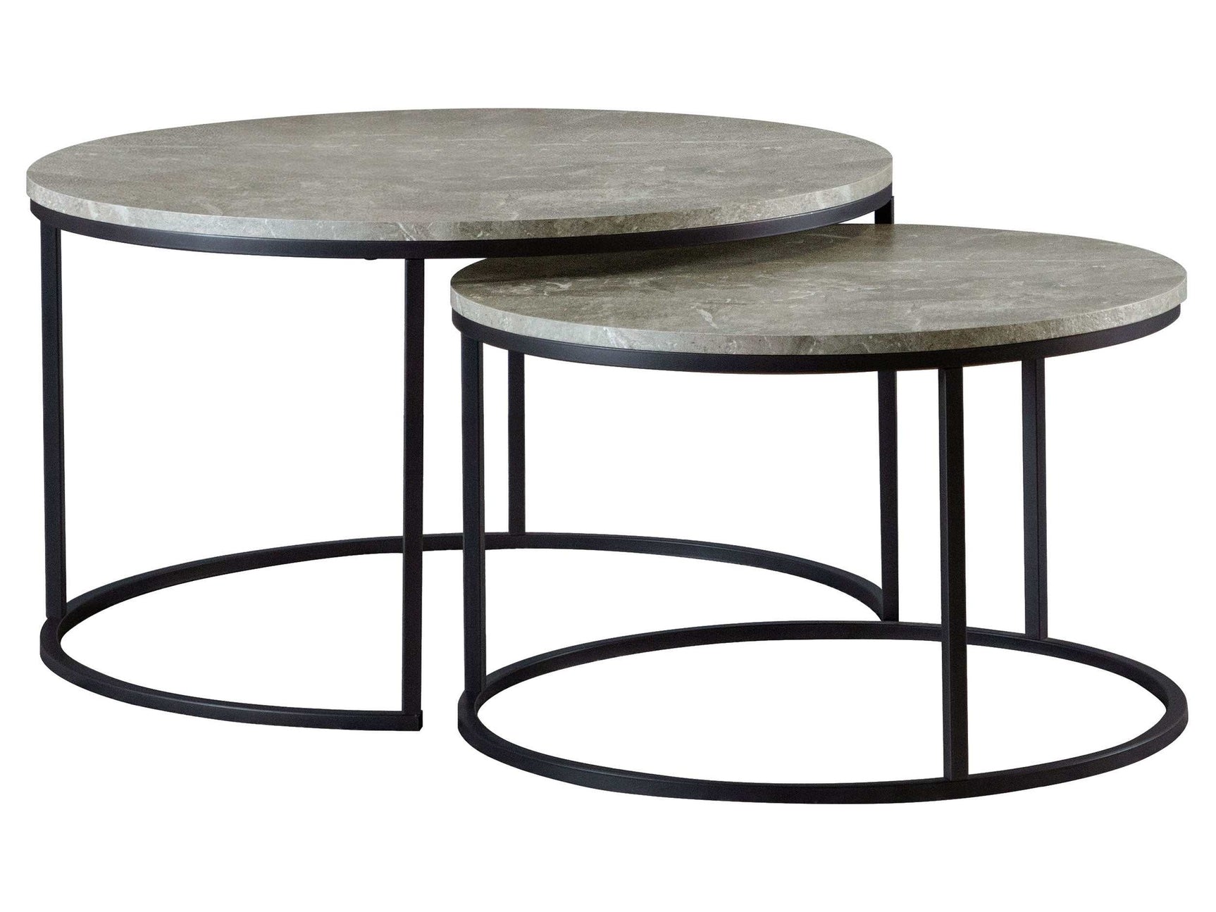 Lainey Grey Faux Marble / Gunmetal 2 Pc Nesting Coffee Table - Ornate Home