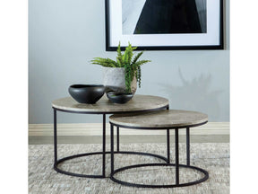Lainey Grey Faux Marble / Gunmetal 2 Pc Nesting Coffee Table - Ornate Home