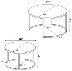 Lainey Grey Faux Marble / Gunmetal 2 Pc Nesting Coffee Table - Ornate Home