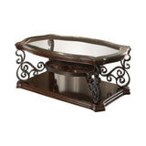 Laney Dark Merlot 1-shelf Glass Top Rectangular Coffee Table - Ornate Home
