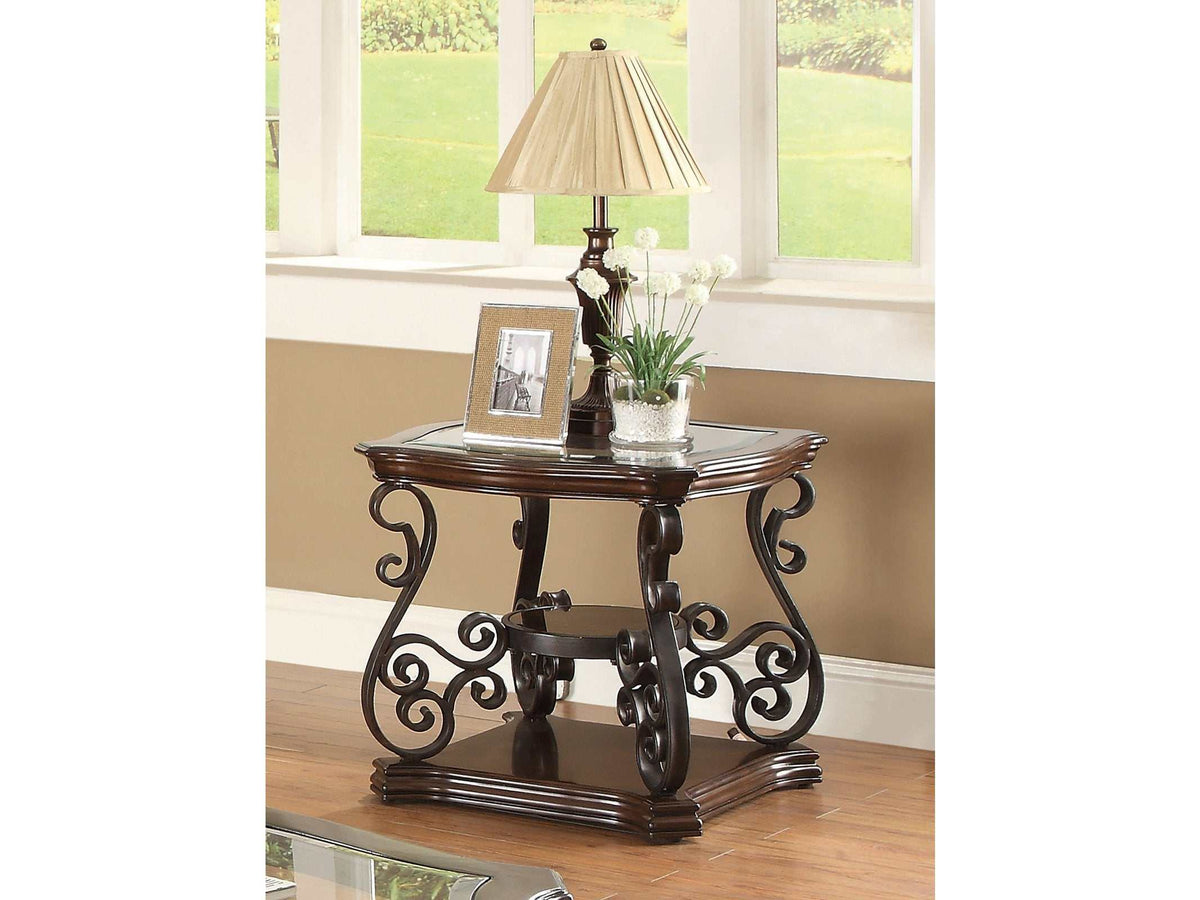 Laney Dark Merlot 1-shelf Glass Top Square End Table - Ornate Home