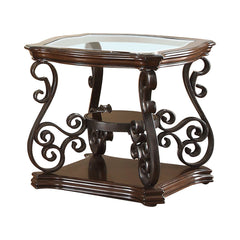 Laney Dark Merlot 1-shelf Glass Top Square End Table - Ornate Home