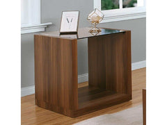 Langenthal Dark Walnut & Black Glass Top End Table - Ornate Home