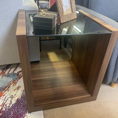 Langenthal Dark Walnut & Black Glass Top End Table - Ornate Home